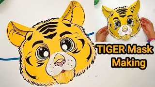 tiger mask making with paper | animal mask making | tiger craft | tiger costume