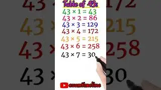 Maths Table 43| Table of Forty Three| Multiplication Table of 43| 43 Ka Pahada| Tebul 43 #shorts