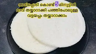 അരിപ്പൊടി കൊണ്ട് പഞ്ഞിപോലുള്ള വട്ടയപ്പം |Easy Vattayappam Recipe | Vattayappam Recipe in Malayalam