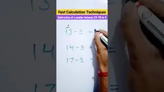 Subtraction of a number between 10-19 by 9 || Speed Math Tricks #shorts