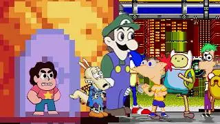 AN Mugen Request #1600: Spongebob, Steven, Rocko, ChesterC. VS Phineas,Ferb, Finn,Jake, Weegee,Sonic