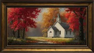 Rustic Fall Church | Framed TV Art | Ambient Screensaver for TV