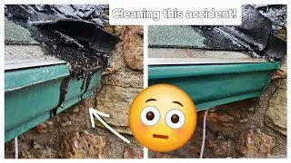 What a huge mess!   Cleaning up roofing tar with a torch!  🔥🧯