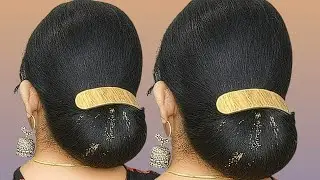 Quick Low Bun Hair Tutorial For Sleek Look _ Simple Hairstyle For Long Hair Girls For Wedding Look 