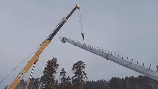 Монтаж опоры-столба сотовой связи. Столб металлический «СибИнТел» под размещения оборудования связи.