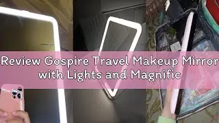 Review Gospire Travel Makeup Mirror with Lights and Magnification 10X, Portable Make Up Compact Tabl