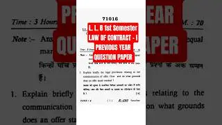 LLB 1st semester Law of Contract - I Previous year question paper 2025 - 2026
