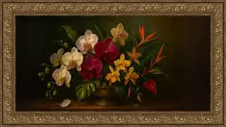 Exotic Flower Arrangement with Golden Rustic Frame