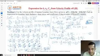 Lecture 170 Expression for &delta;, &tau;0, Cd from Velocity Profile of LBL in #Fluid #Mechanics