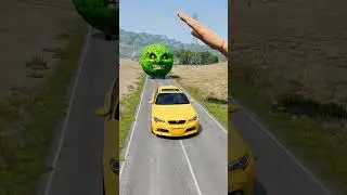 Большие и маленькие автомобили против гигантского удара ладонью - BeamNG.drive