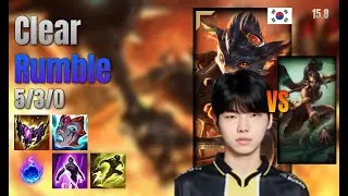 Clear Top Rumble vs Nidalee lol KR solo rank Full Game 15.8 | 클리어 럼블 vs 니달리