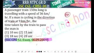 A passenger train 150m long isravelling with a speed of 36 km/hr. If a man is cycling in the