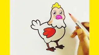 How to draw a Hen 🐤/ chicken easy step by step drawing for kids , beginners & toddlers |