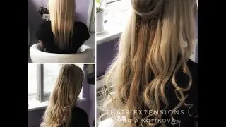 Капсульное наращивание волос, микрокапсулы. Укладка наращенных волос. hair extensions