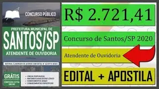 Apostilas para Atendente de Ouvidoria - Edital Concurso Público Prefeitura de Santos 2020