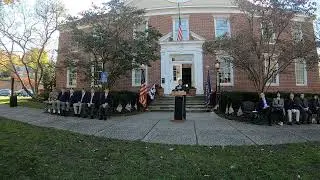 Veterans Day 2023 (2) on the Rye village green. Mayor Josh Cohn's remarks.