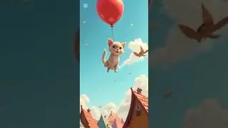 Cat&rsquo;s Balloon Ride 🎈✨ Magical Sky Adventure | Wholesome 3D Cartoon 🐱☁️#shorts