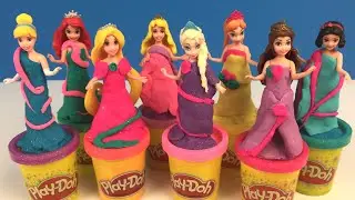 ❤ Disney Princess Playdoh Dress Up Part 2 ❤ Cinderella Ariel Rapunzel Elsa Anna Belle Snow White