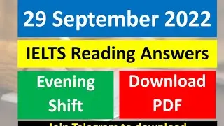 29 September 2022 : IELTS actual Reading Answers : Evening shift