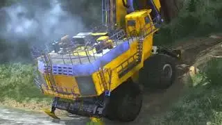 Amazing: This heavy equipment tries to overcome difficult roads