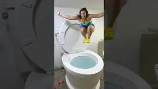 The World Biggest JUMP into the Worlds Largest Toilet #shorts
