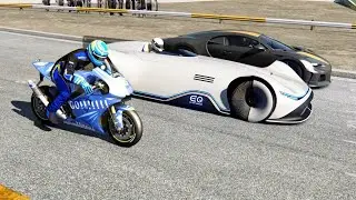 Yamaha YZR-M1 MotoGP vs Mercedes-Benz Vision EQ Silver Arrow vs Bugatti Chiron Super Sport 300+
