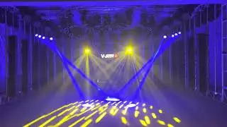 Moving head lights show at V-Show exhibition hall