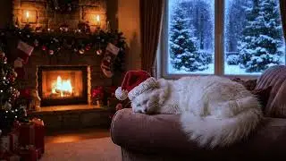 Christmas Fireplace Music for Cats 🎄 Calming Sounds for Relaxation and Peaceful Sleep