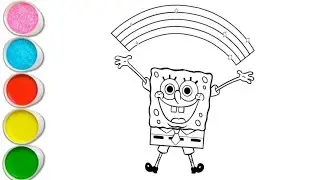 Cute Rainbow, SpongeBob, Drawing Colouring for kids || Easy Beautiful step by step Colourful Drawing