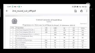 Cusb second list cutoff||south Bihar central University second list cutoff