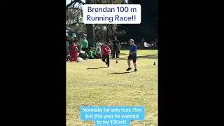 Brendan ran the 100m race!! He is in the blue in the far left (right of screen). He came 4th!!! 