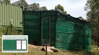 Shipping Container house – Vegetable garden cage self irrigates with grey water