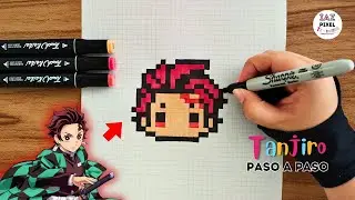 Como pintar a TANJIRO de KITMETSU NO YAIBA en PIXEL ART &ndash; Tutorial paso a paso #pixelart #tanjiro