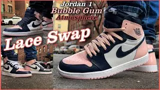 Lace Swap/Jordan 1 Atmosphere (BUBBLE GUM) On Feet