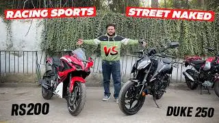 KTM Duke 250 vs Bajaj RS200 – Naked vs Faired Battle ⚔️Design, Power & Ride Quality Compared