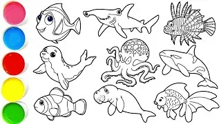 Draw 9 Amazing Sea Animals in Minutes - Dory, Hammerhead Shark, Lionfish, Seal, Octopus & others
