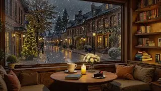 Snowy  Café Ambience ❄️☕ | Relaxing Jazz & Candlelight for Cozy Winter Nights