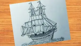 Captain Jack Sparrow's Sailing Boat Drawing।How to Draw Boat Easy Step by Step for Beginners