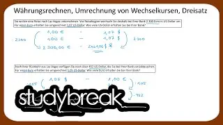 Währungsrechnen, Umrechnung von Wechselkursen, Dreisatz | Kaufmännisches Rechnen