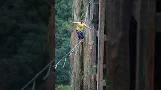 #mushentertains | stunt | dangerous stunt | walking on rope | chinese man | tightrope walking death