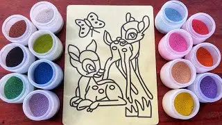 DIY sand painting | Sand Painting Two Golden Deer | TD DIY Art