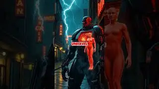 Epic Battle: Vision vs. Cyborg in Neon Ruins!