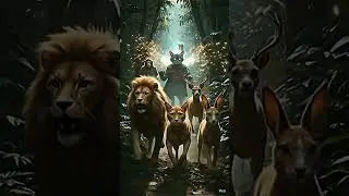 jadooe billi or lion King ki fight#aianimation #youtubeshorts #animalstory #shorts