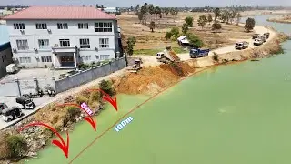Wonderful Action!! Small Bulldozer Filling Road Faster With 10Wheel Dump Trucks Drop Soil
