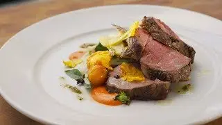 Leg of American Lamb with Succotash, Creamed Corn and Harissa