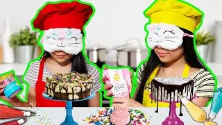 BLINDFOLDED CAKE DECORATING CHALLENGE | Tran Twins