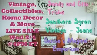 Exclusive Live Sale Incredible Deals on Unique Vintage Home Décor | Feb 4 @4pm et (1pm pt)