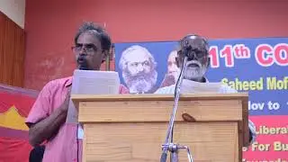 Com P J James presenting Political Resolution Document at 11th Party Congress