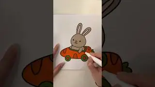 Easy Easter Coloring Book: bunny in a carrot car 🐰🥕 #coloring #markers #easter