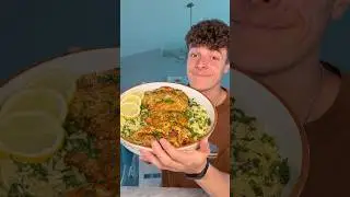 Курица с лимоном и сливочным шпинатом орзо